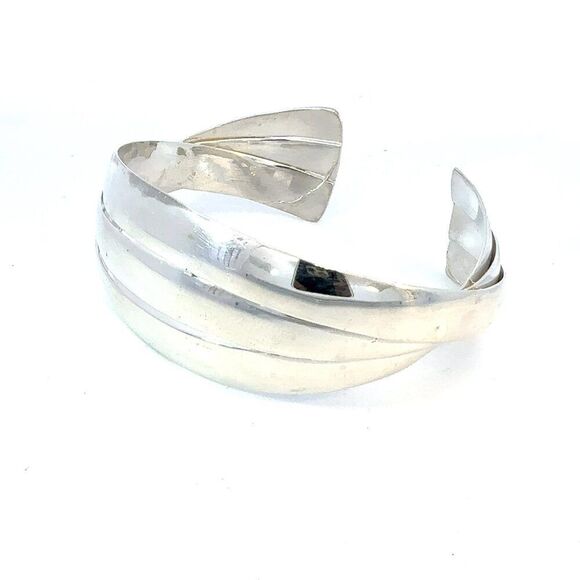 Tiffany & Co Triple Bangle Bracelet Size M 7.5" Sterling Silver Estate TIF931 - Picture 3 of 5